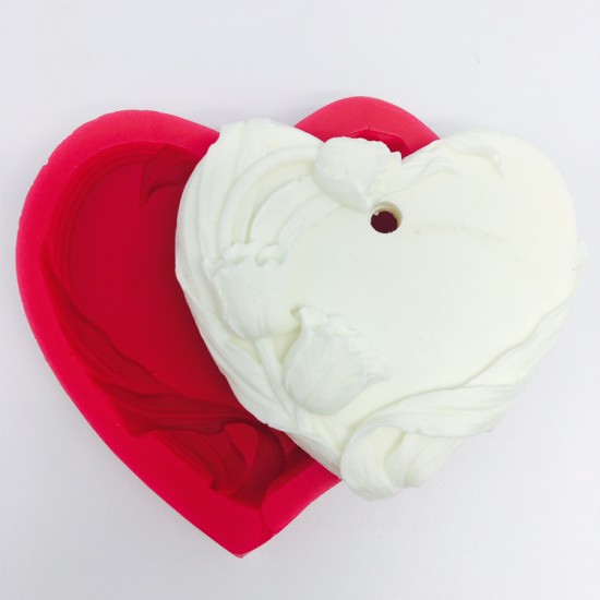 Herz mit Tulpe zum Aufhängen Silikonform - 32808 - Cesil